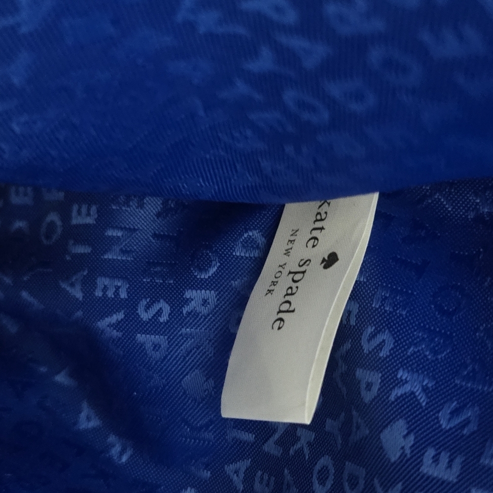 New Kate Spade Wicklow Court Anabette Striped Straw Tote Bag Beige Azure Blue - Picture 9 of 16